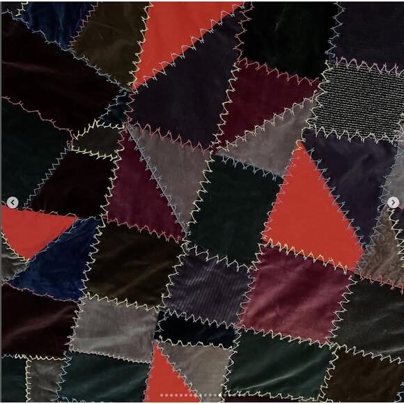 Antique Vintage Velvet Crazy Quilt Patchwork Hand Stitched Brown Purple Silky - Picture 13 of 16